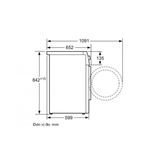 Máy sấy quần áo Bosch WTB86201SG 4 Kích thước Máy sấy quần áo Bosch WTB86201SG