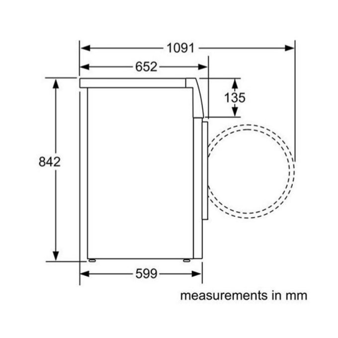 Máy sấy quần áo Bosch WTM85260SG 4 Kích thước Máy sấy quần áo Bosch WTM85260SG