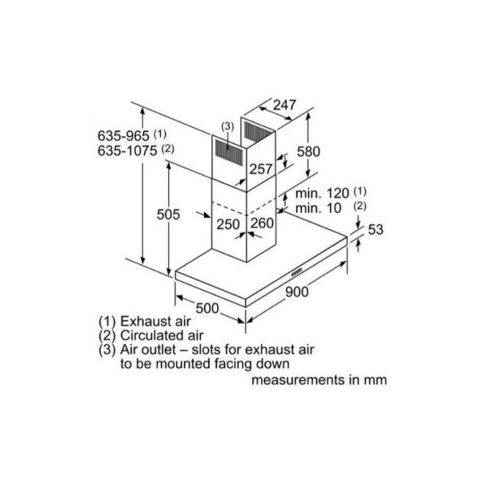 Kích thước Máy hút mùi Bosch DWB97IM50