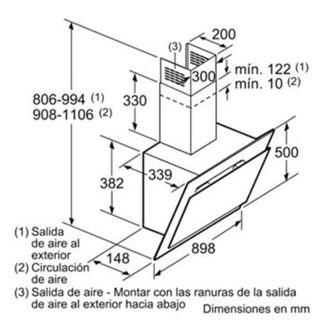 Máy hút mùi Bosch DWK97JM60 5 Kích thước Máy hút mùi Bosch DWK97JM60