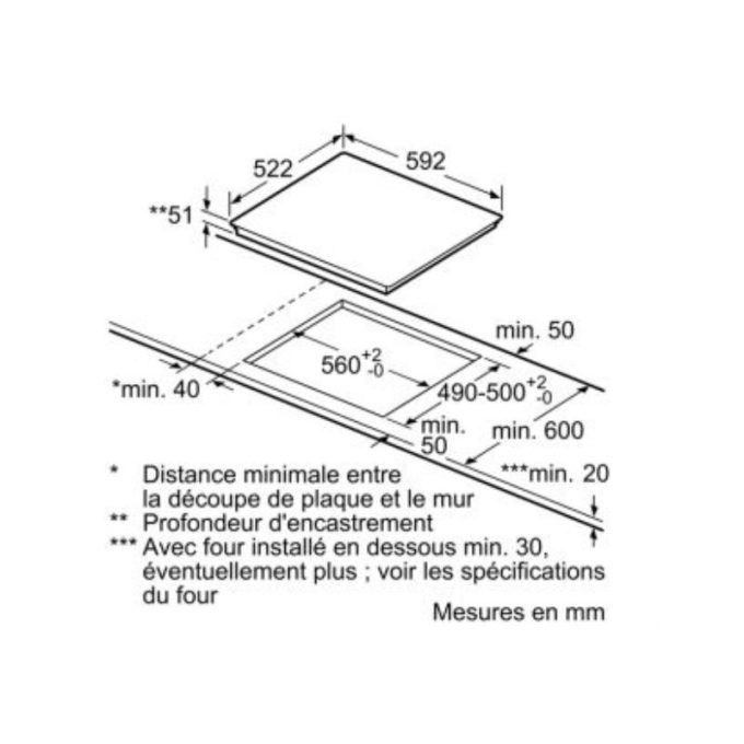 Bếp từ Bosch PUC611BB1E 4 Kích thước bếp từ Bosch PUC611BB1E