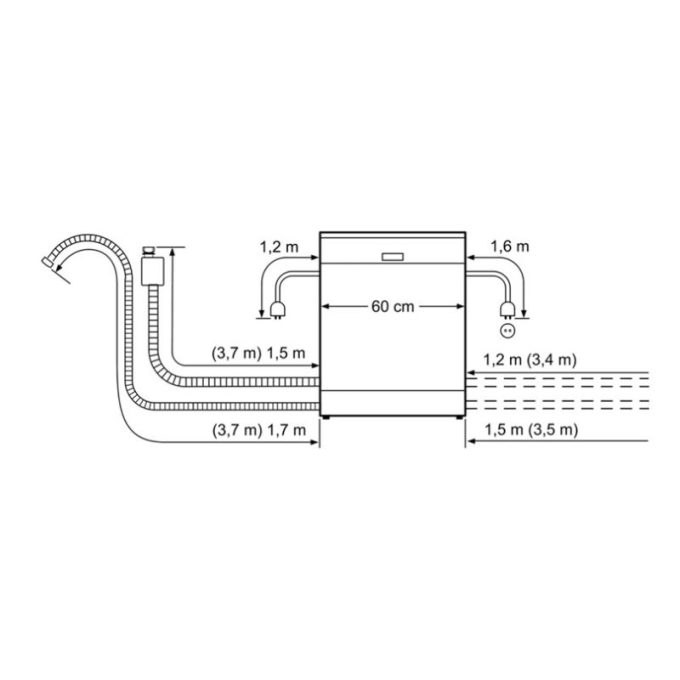 Máy rửa chén bát độc lập Bosch SMS46MI07E 9 Kích thước lắp ống máy rửa chén bát độc lập Bosch SMS46MI07E