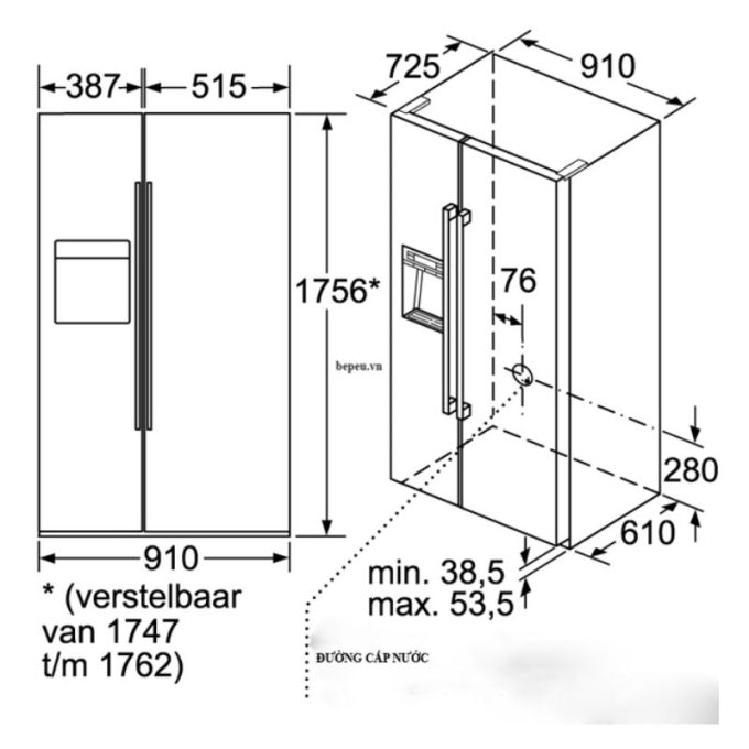 Tủ lạnh side by side Bosch KAD92SB30