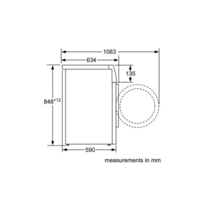 Máy giặt Bosch WAW28480SG 3 Kích thước của Máy giặt Bosch WAW28480SG