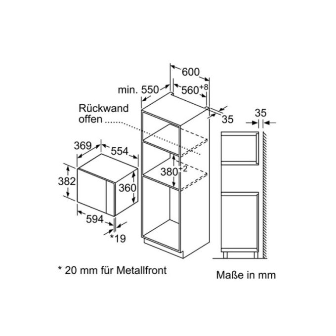 Lò vi sóng Bosch BEL554MBO Seri-6 4 kích thước của Lò vi sóng Bosch BEL554MBO Seri-6