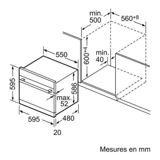 Máy rửa bát âm tủ Bosch SCE52M75EU Serie 6 9 Kích thước máy rửa bát âm tủ Bosch SCE52M75EU Serie 6