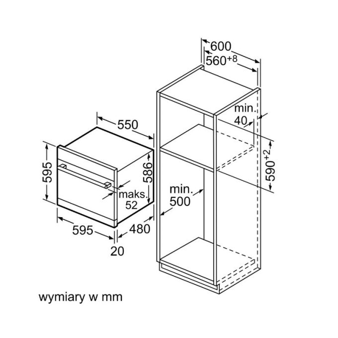 Máy rửa bát âm tủ Bosch SCE52M75EU Serie 6 8 Thiết kế lắp đặt của máy rửa bát âm tủ Bosch SCE52M75EU Serie 6