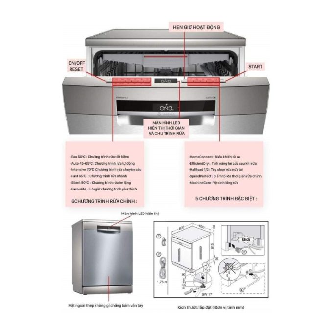 Máy rửa bát Bosch SMS6ECI03E 4 Máy rửa bát Bosch SMS6ECI03E
