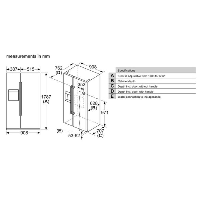Tủ lạnh Bosch KAD93VIFP 6 Kích thước tủ lạnh Bosch KAD93VIFP
