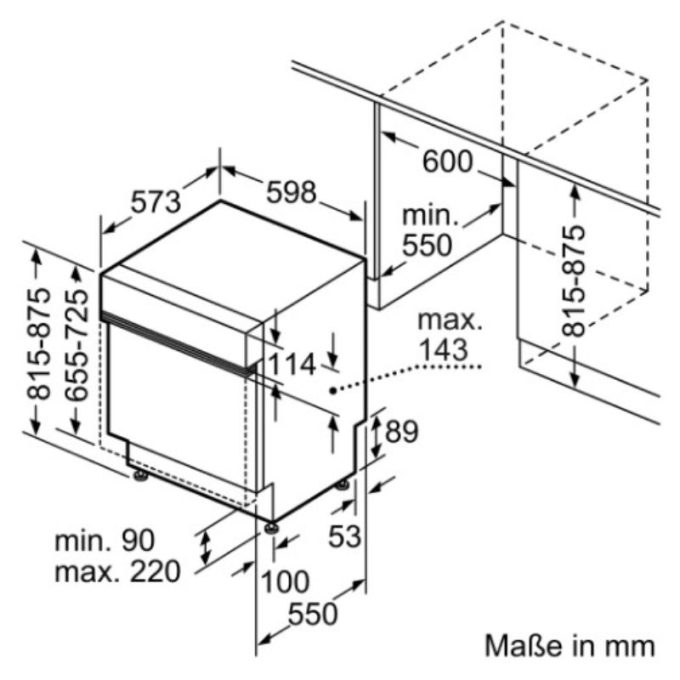 Máy rửa chén bát Bosch SMI8YCS01E 5 Kích thước lắp đặt máy rửa chén bát Bosch SMI8YCS01E
