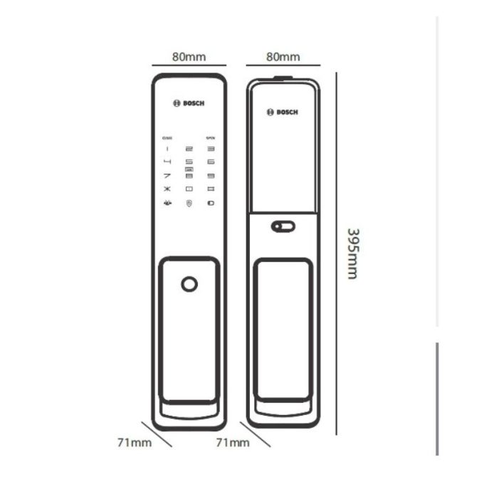 Khóa điện tử Bosch EL 600 KG 5 Kích thước khóa điện tử Bosch EL 600 KG