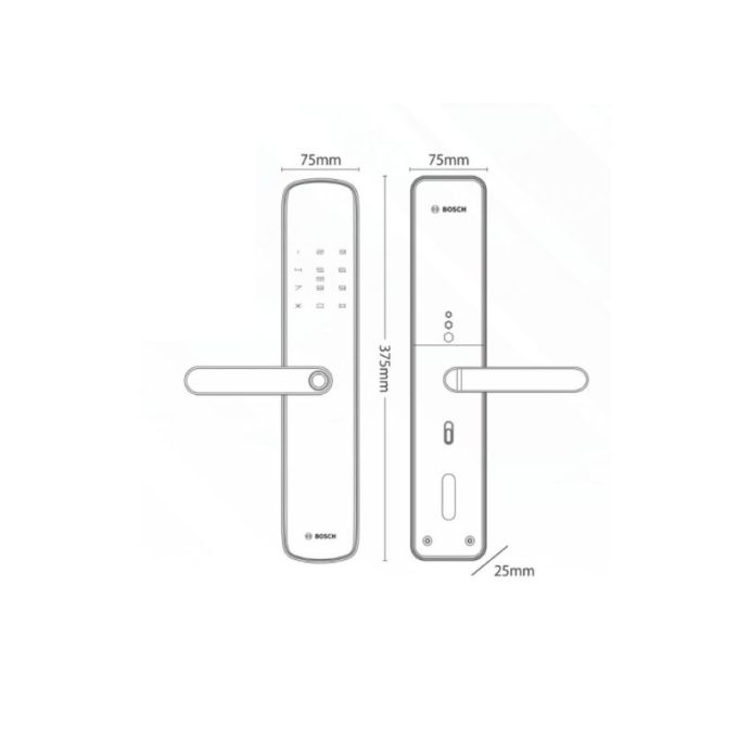 Khóa điện tử Bosch ID 60 GK 5 Kích thước khóa điện tử Bosch ID 60 GK