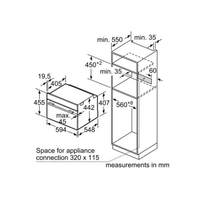 Lò nướng Bosch CSG656RB7 4 Kích thước Lò nướng Bosch CSG656RB7