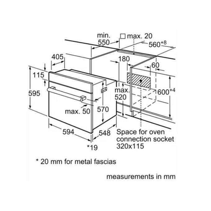 Lò nướng Bosch HBF134BS0K 4 Kích thước Lò nướng Bosch HBF134BS0K