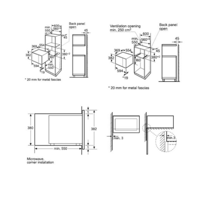 Lò vi sóng Bosch BEL554MS0K 4 Kích thước Lò vi sóng Bosch BEL554MS0K