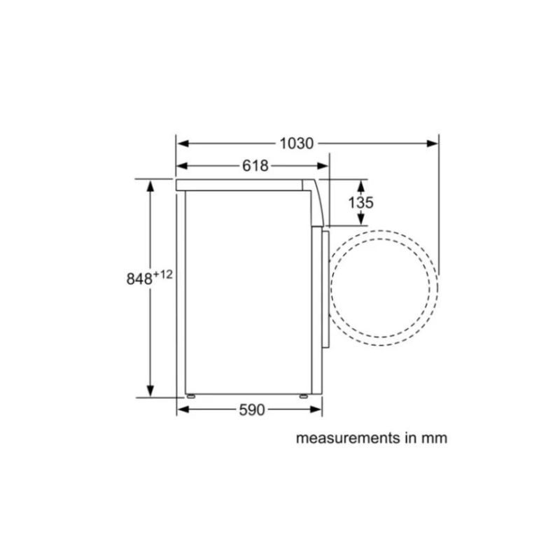 Kích thước của Máy giặt Bosch WAJ20170ME Kích thước của Máy giặt Bosch WAJ20170ME
