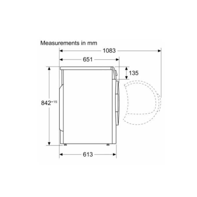 Máy sấy Bosch WTH83007SG 3 Kích thước của Máy sấy Bosch WTH83007SG