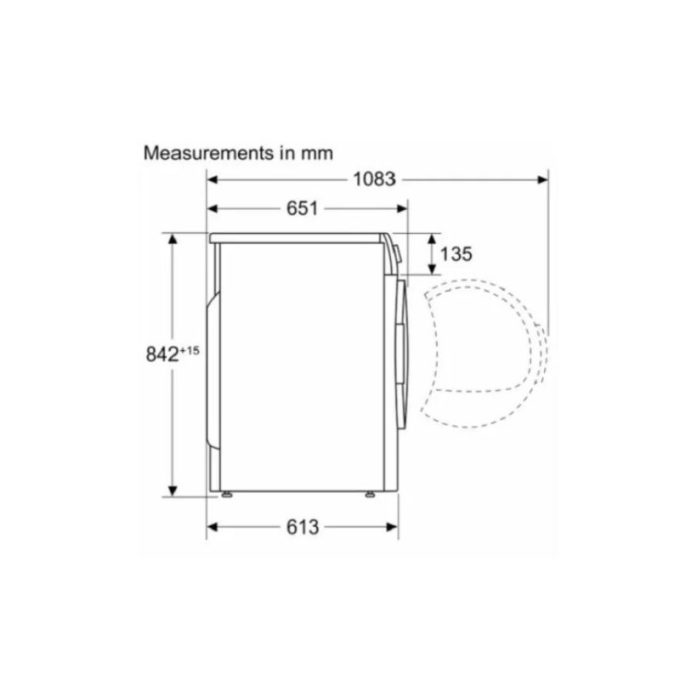 Máy sấy Bosch WTN84200SG 3 Kích thước của Máy sấy Bosch WTN84200SG