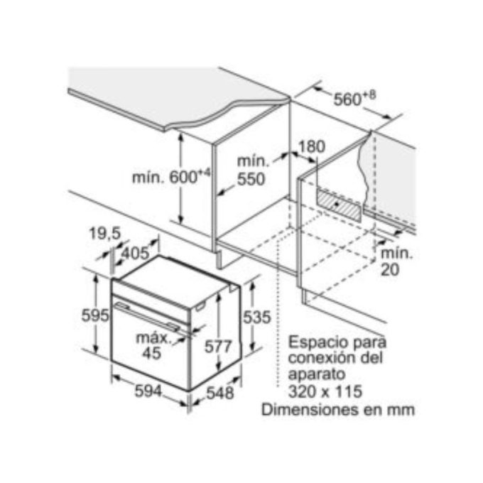Lò nướng Bosch HBA5360B0K 5 Kích thướclò nướng Bosch HBA5360B0K