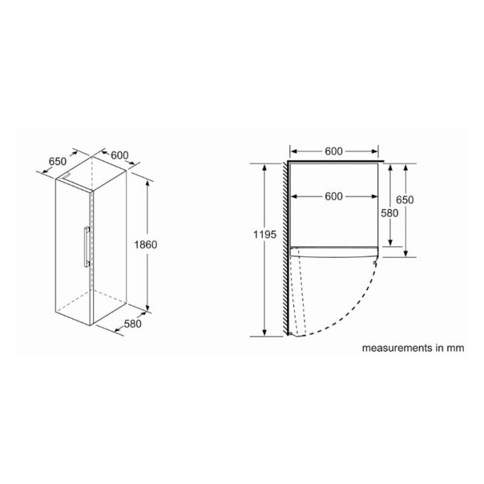Tủ mát Bosch KSV36BIEP 3 Kích thước tủ mát Bosch KSV36BIEP
