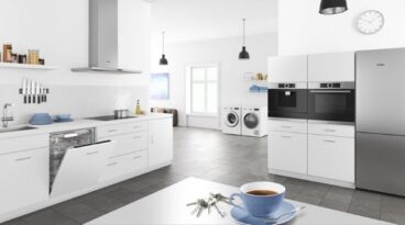 không gian nhà bếp hiện đại với các sản phẩm đến từ thương hiệu Bosch