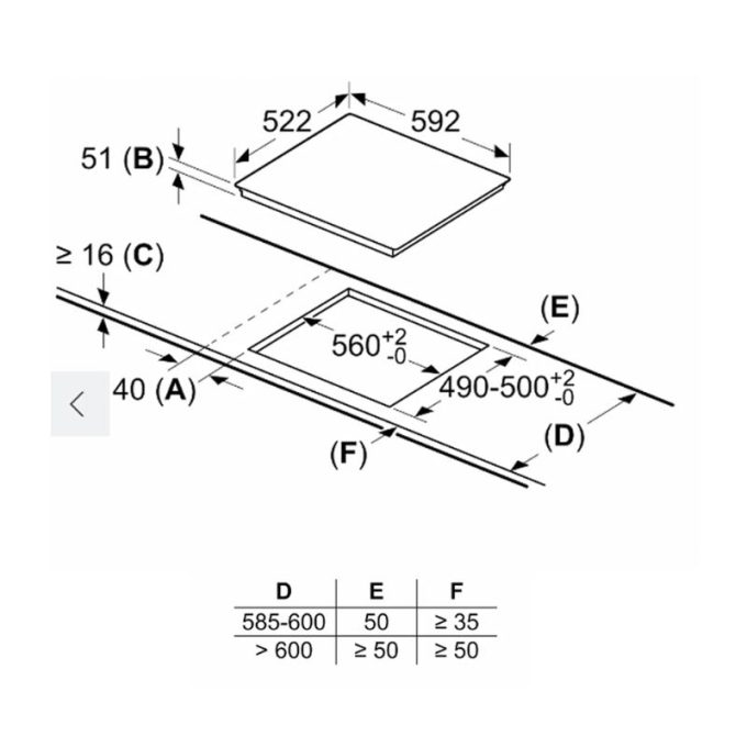 Bếp từ 3 vùng nấu Bosch PUJ63KBB5E 6 Kích thước Bếp từ Bosch PUJ63KBB5E