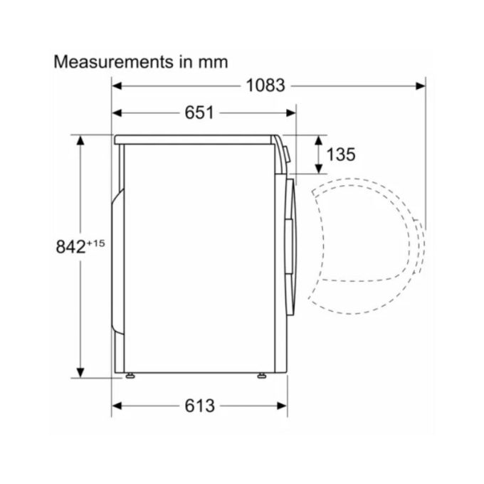 Máy sấy quần áo Bosch WTH83028SG serie 4 6 Thiết kế lắp đặt của máy sấy quần áo Bosch WTH83028SG serie 4