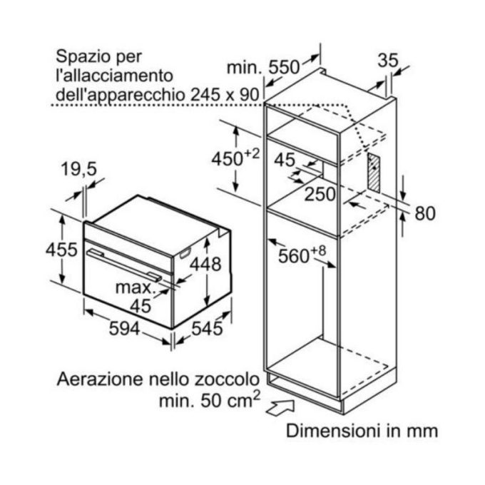 Lò vi sóng âm tủ 36L Bosch CFA634GS1 3 Lắp đặt lò vi sóng âm tủ 36L Bosch CFA634GS1