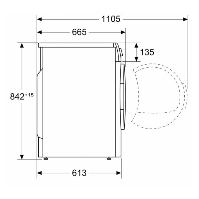 Máy sấy bơm nhiệt Bosch 8 kg WTH85V18II Serie 4 3 Kích thước máy sấy bơm nhiệt Bosch 8 kg WTH85V18II Serie 4