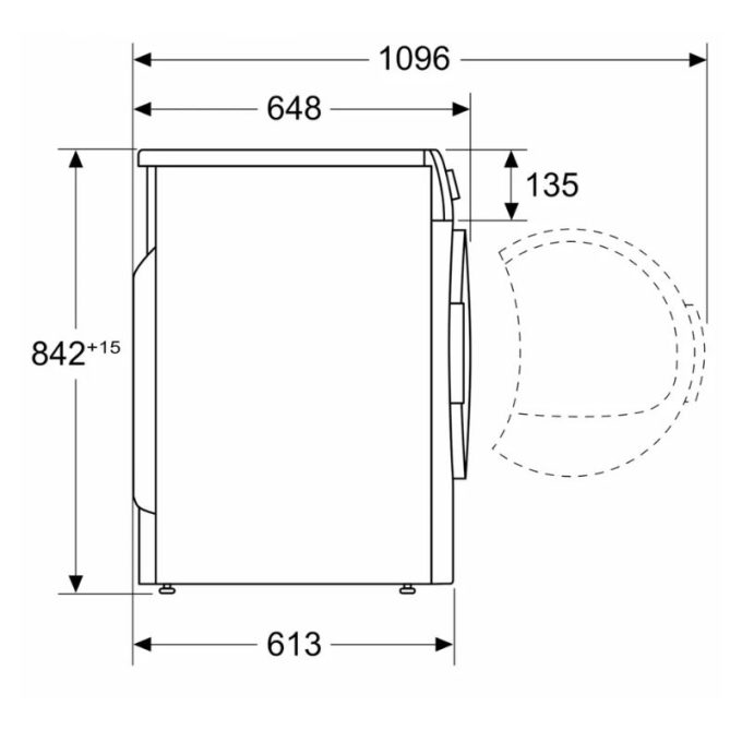 Máy sấy bơm nhiệt Bosch 9 kg WQG245D0IT Serie 6 3 Kích thước máy sấy bơm nhiệt Bosch 9 kg WQG245D0IT Serie 6
