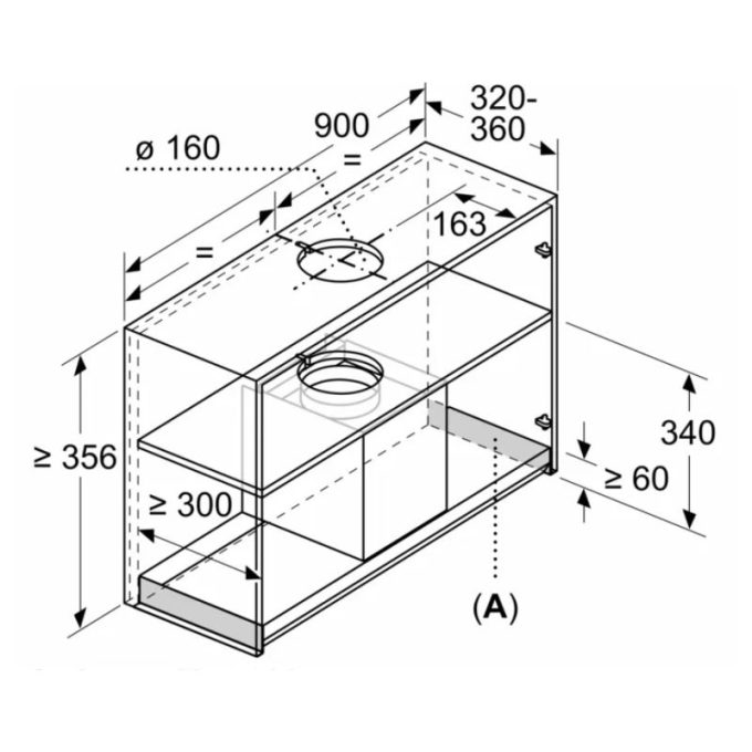 Máy hút mùi âm tủ Bosch DBB97AM60 Series 6 3 Kích thước máy hút mùi âm tủ Bosch DBB97AM60