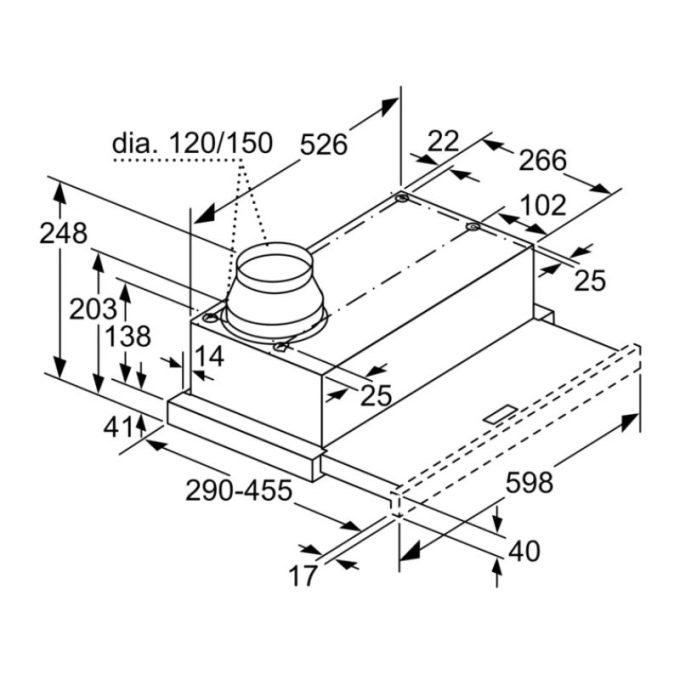 Máy hút mùi Bosch DFM064W54 Series 2 4 Kích thước máy hút mùi Bosch DFM064W54 Series 2