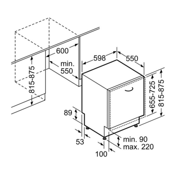 Máy rửa bát Bosch SMV46KX55E Series 4 7 Kích thước máy rửa bát Bosch SMV46KX55E