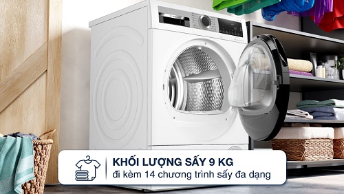 Khối lượng sấy máy sấy bơm nhiệt Bosch 9 kg WQG24570SG Khối lượng sấy máy sấy bơm nhiệt Bosch 9 kg WQG24570SG