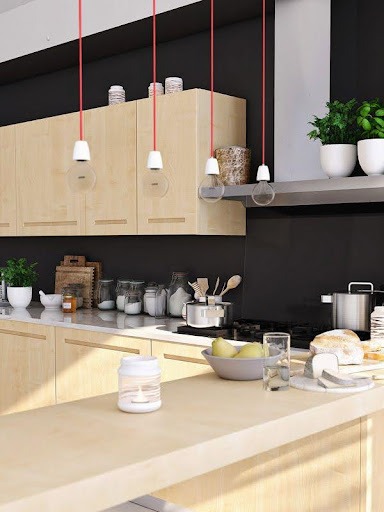 Ý tưởng về màu sắc nhà bếp 7 tu be va backsplash mau den