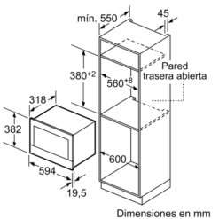 Lò vi sóng âm tủ 21L Bosch BFL634GS1 4 Kích thước lò vi sóng âm tủ 21L Bosch BFL634GS1