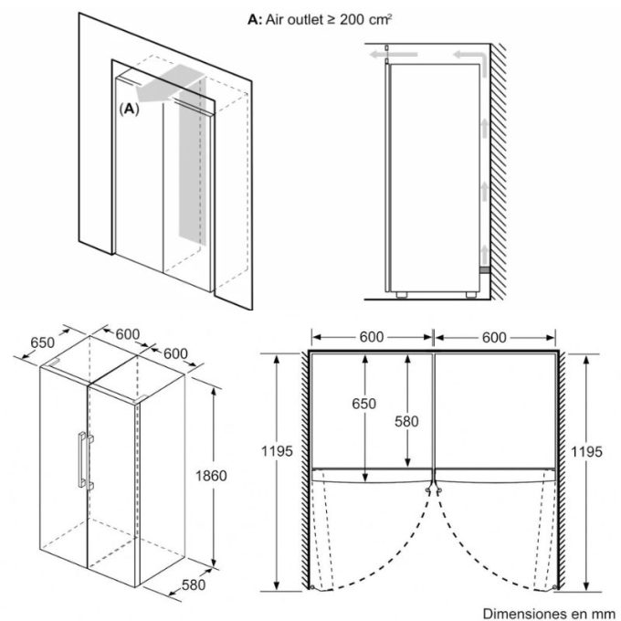 Tủ lạnh 1 cánh 242 lít Bosch GSN36VIFP 4 Kích thước tủ lạnh 1 cánh 242 lít Bosch GSN36VIFP