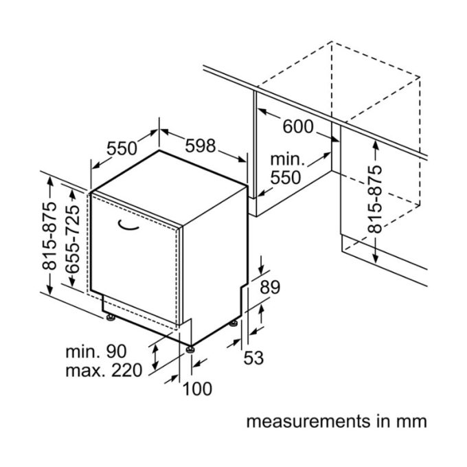 Máy rửa bát âm tủ Bosch SMD8TCX01E 4 kich thuoc may rua bat am tu bosch smd8tcx01e 1