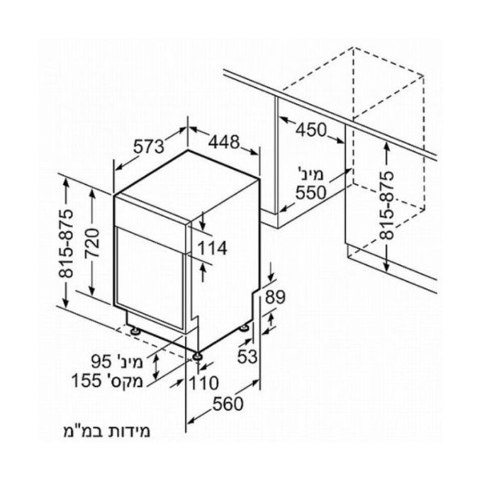 Máy rửa bát độc lập Bosch SPS2HKI42E 3 kich thuoc may rua bat doc lap bosch sps2hki42e