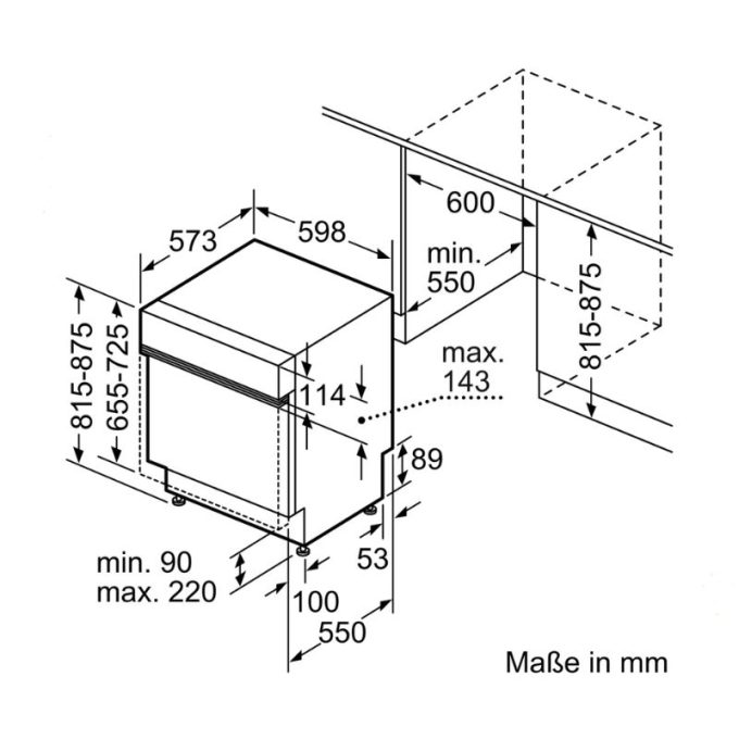 Máy rửa bát âm tủ Bosch SMI6YAS04E Series 6 4 Kích thước máy rửa bát âm tủ Bosch SMI6YAS04E Series 6