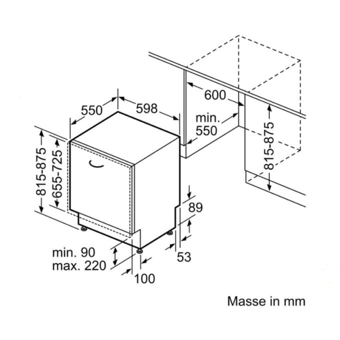 Máy rửa bát âm tủ Bosch SMV6YCX02E Serie 6 5 Kích thước máy rửa bát âm tủ Bosch SMV6YCX02E Serie 6