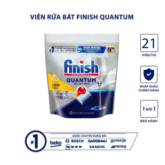 Viên rửa bát Finish Quantum All In One túi 21 viên 3 Ảnh viên rửa bát Finish Quantum All In One túi 21 viên