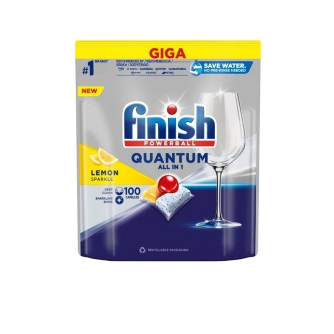 Viên rửa bát Finish Quantum All In One 100 viên 2 Viên rửa bát Finish Quantum All In One 100 viên hương chanh
