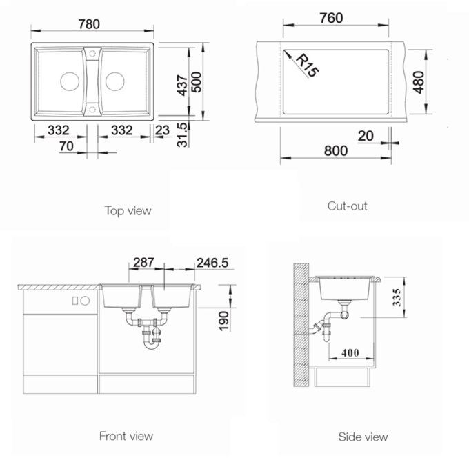 Chậu rửa bát Blanco LEXA 8 Jasmine 3 chau rua bat blanco lexa 8 jasmine 1 1 1