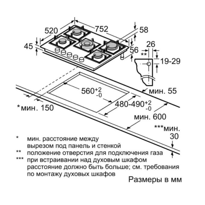 Bếp gas Bosch PPQ7A6B90 3 kich thuoc lap dat bep gas bosch ppq7a6b90