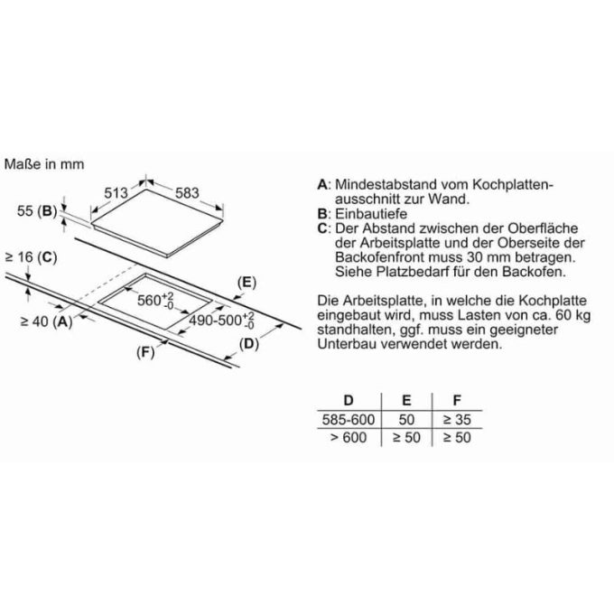 Bếp từ Bosch 4 vùng nấu PVS645FB5E 6 kich thuoc lap dat bep tu bosch 4 vung nau pvs645fb5e