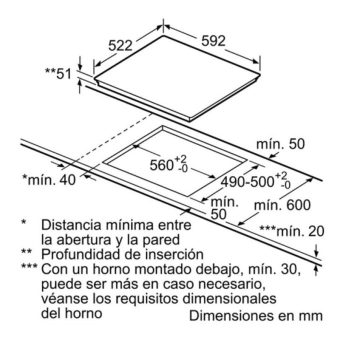 Bếp từ Bosch Balay 3EB965LU 5 kich thuoc lap dat bep tu bosch balay 3eb965lu