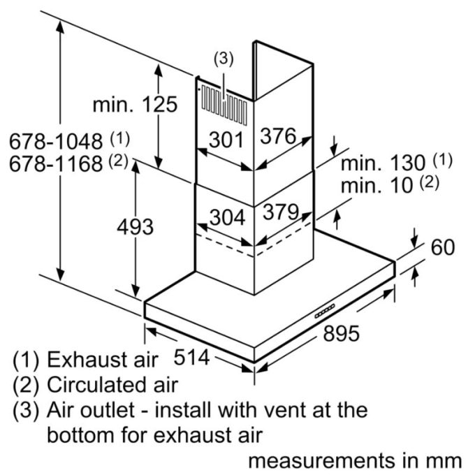 Máy Hút Mùi Bosch DEE928BSG 3 kich thuoc lap dat may hut mui bosch dee928bsg