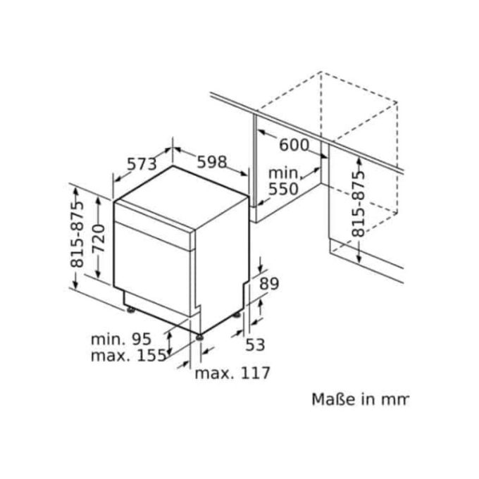 Máy rửa bát Bosch SMU4HVS31E 3 kich thuoc lap dat may rua bat bosch smu4hvs31e