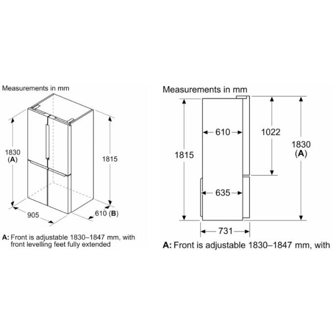 Tủ lạnh Bosch KFN96APEAG 4 kich thuoc lap dat tu lanh bosch kfn96apeag